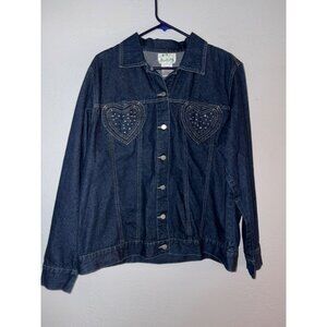The Quacker Factory Hearts Jean Jacket Size Large